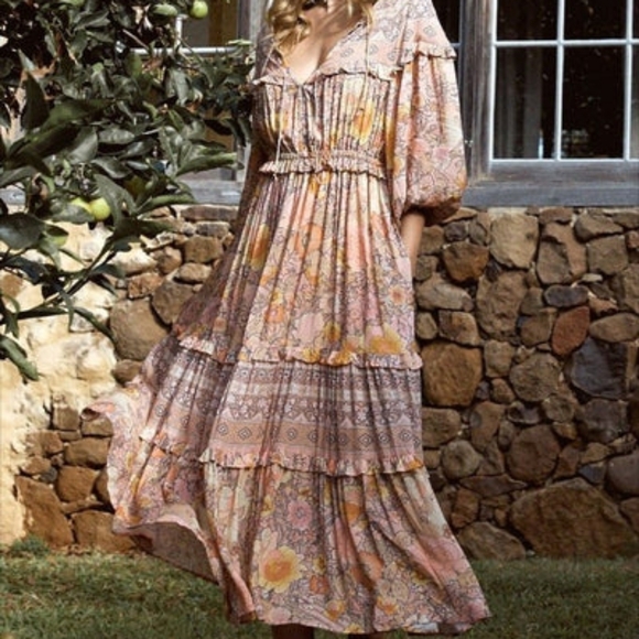 NEW Spell and The Gypsy Amethyst Long Viscose Dress XS pink rose - Picture 3 of 7